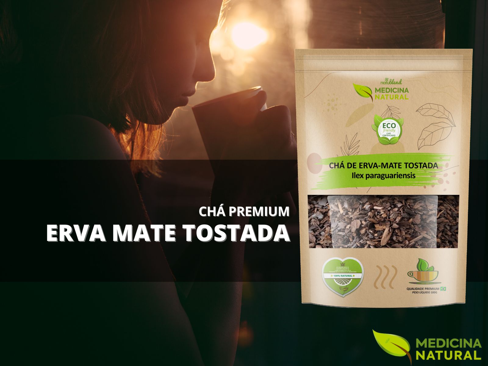 Chá de Erva Mate Tostada - Ilex paraguariensis - Medicina Natural