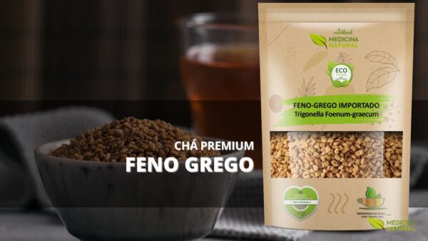 Chá de feno-grego preparado a partir das sementes de Trigonella foenum-graecum