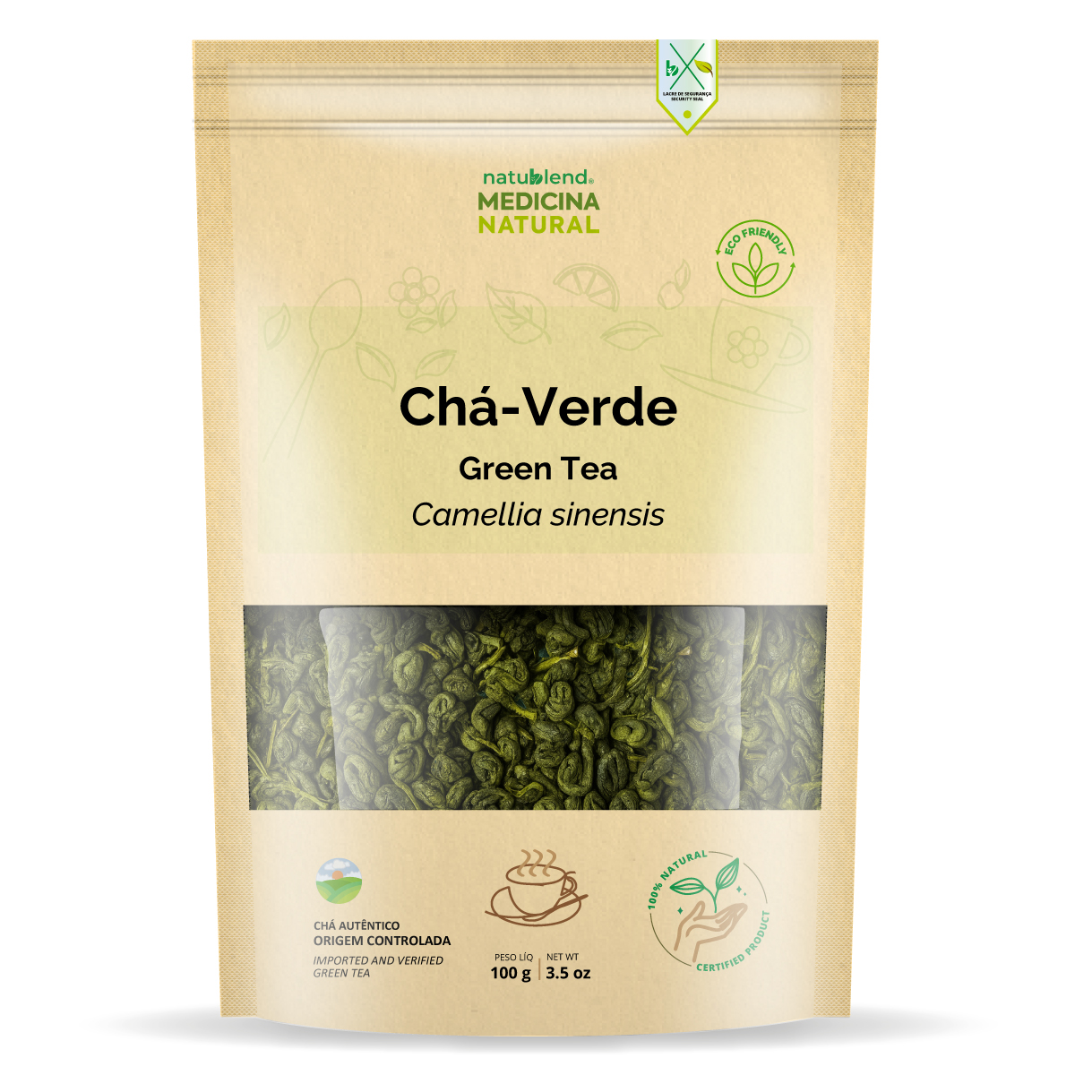 Chá Verde Autêntico e Importado 100g — Camellia sinensis — Origem Controlada