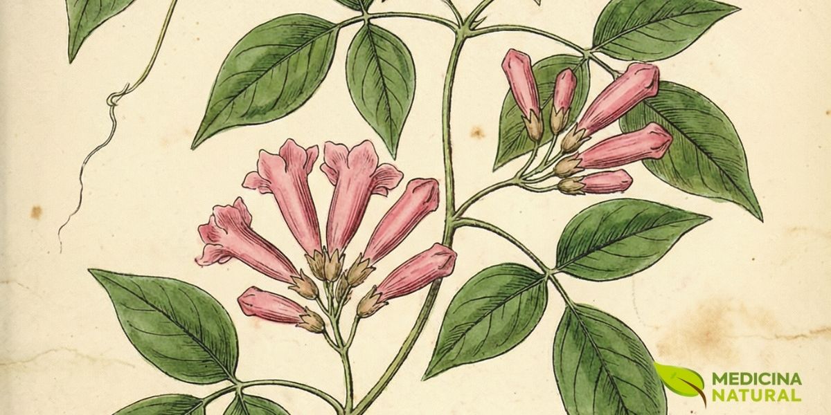 Ilustrações botânicas como esta documentam cientificamente a morfologia do crajiru, permitindo identificação precisa da espécie. Este tipo de registro é fundamental para evitar confusões com plantas similares e garantir a segurança no uso medicinal.