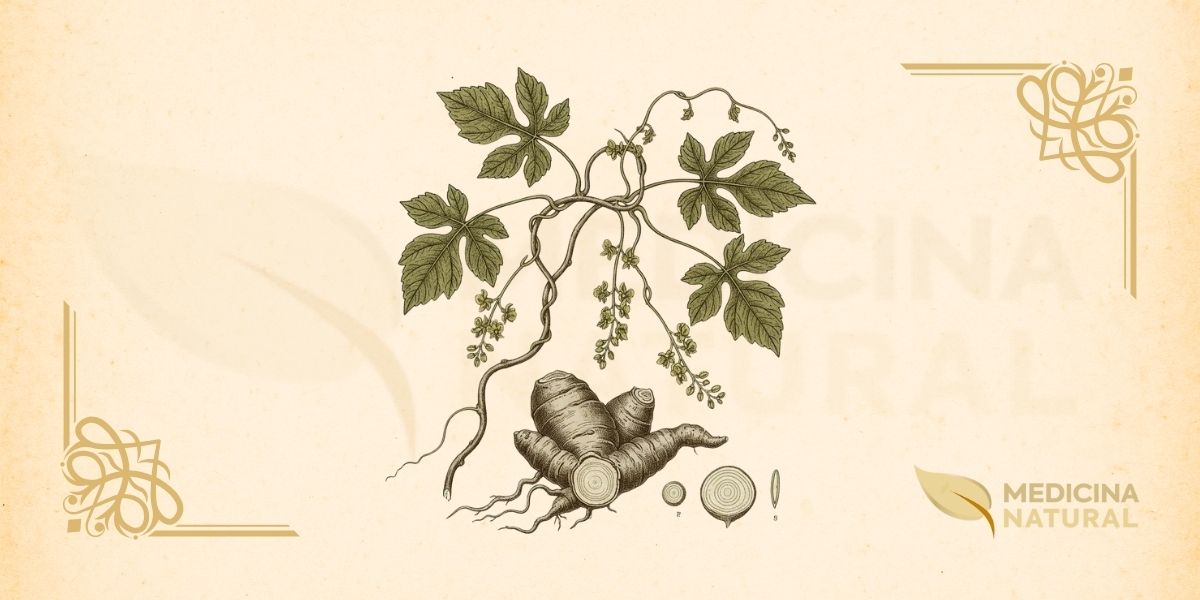 Dioscorea hispida é uma liana perene trepadeira, com caules que podem ser lisos ou cobertos por espinhos curtos e rígidos, dependendo da variedade. As folhas são alternas, trifoliadas (compostas por três folíolos), com folíolos ovados a lanceolados, de textura coriácea e nervuras proeminentes. As flores são pequenas, dioicas (plantas masculinas e femininas separadas), de cor verde-amarelada ou branca, dispostas em inflorescências axilares. Os frutos são cápsulas aladas, típicas do gênero Dioscorea. Os tubérculos subterrâneos são irregulares, de tamanho variável, com casca marrom-acinzentada e polpa interna branca a amarelada, rica em amido, mas também contendo alcaloides tóxicos (principalmente dioscorina) e glicosídeos cianogênicos.