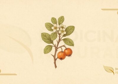 Ilustração botânica de Crataegus pubescens (Kunth) Steud. (espinheiro-mexicano, tejocote), árvore da família Rosaceae nativa do México, mostrando um ramo com folhas pubescentes, flores brancas, espinhos e frutos alaranjados (tejocotes), em estilo de enciclopédia botânica do século XIX.