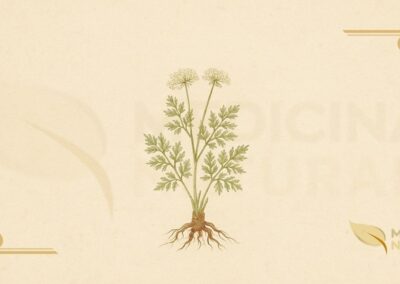 Ilustração botânica de Ligusticum porteri J.M. Coult. & Rose (osha, raiz-de-urso, chuchupate), erva perene nativa das Montanhas Rochosas da família Apiaceae, mostrando flores brancas em umbelas compostas, folhas pinadas com folíolos serrilhados e a espessa raiz lenhosa, em estilo de enciclopédia botânica vitoriana do século XIX.