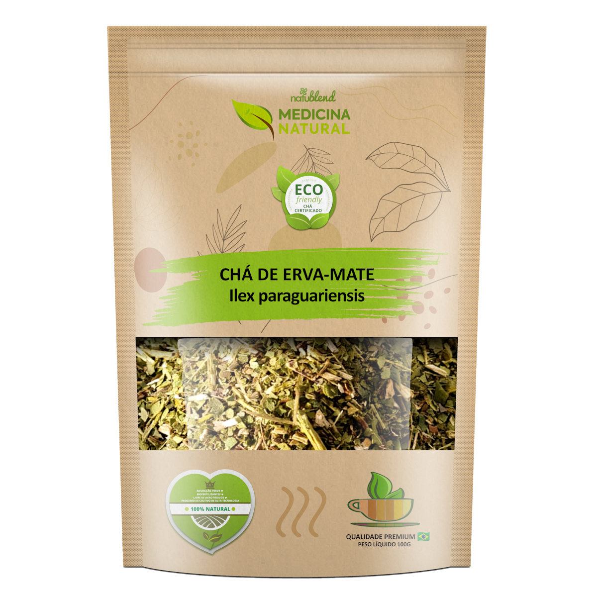 Chá de Erva Mate Verde - Ilex paraguariensis - Medicina Natural