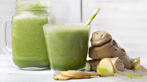Suco de gengibre com hortelã